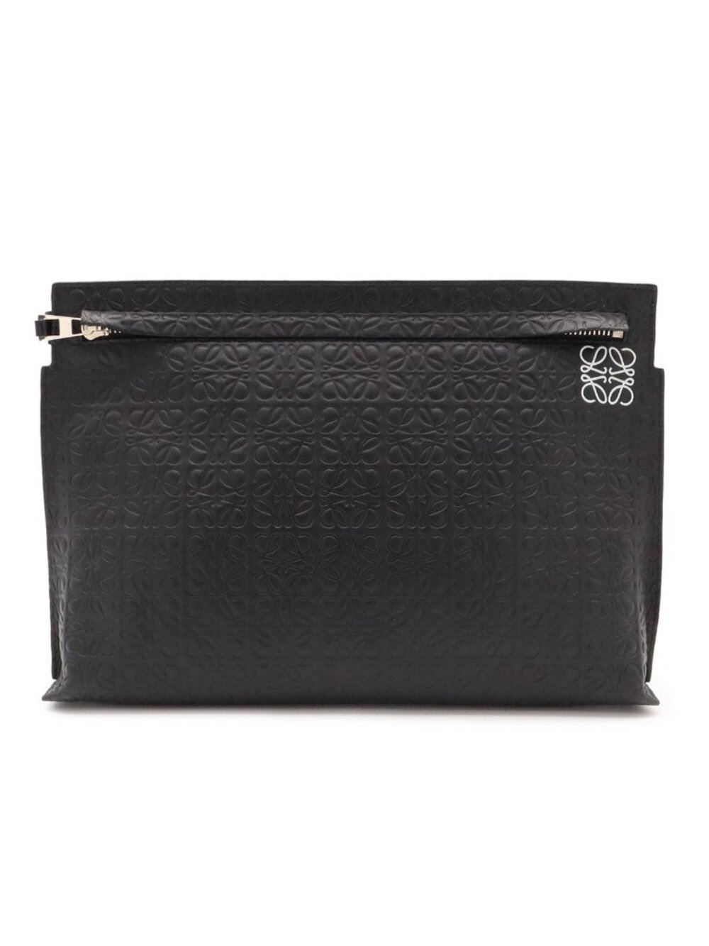 Loewe Repeat Anagram T Pouch Clutch Multi Leather Black Silver